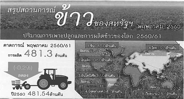 รายงานสรุปสถานการณ์ข้าวของสหรัฐอเมริกา (Infographic, PDF)