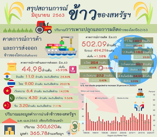 รายงานสรุปสถานการณ์ข้าวของสหรัฐอเมริกา (Infographic, PDF)